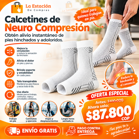 Calcetines De Neuro Compresión Obtén Alivio Instantáneo De Pies Hinchados Y Adoloridos
