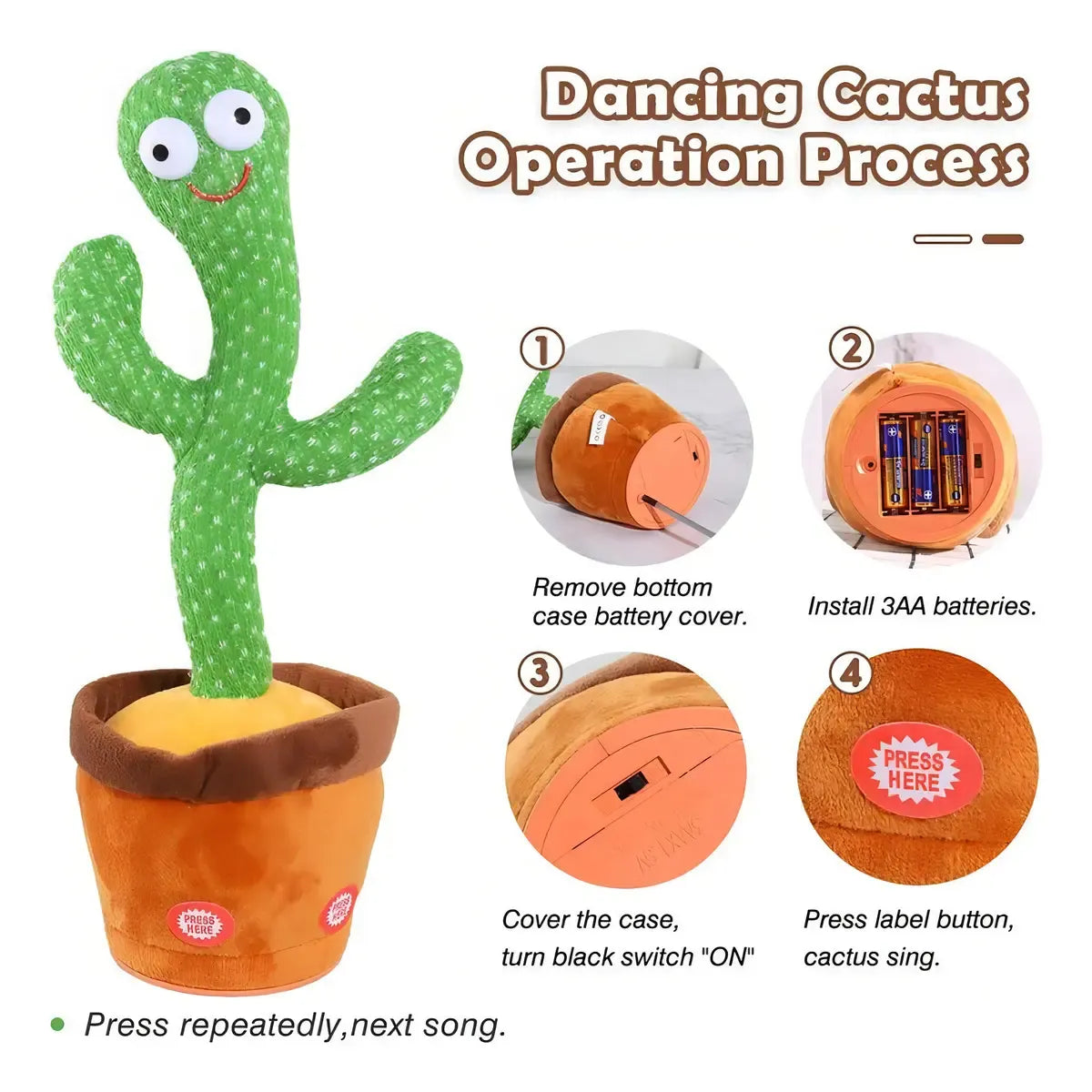 Cactus Bailarín Recargable Imita Voces