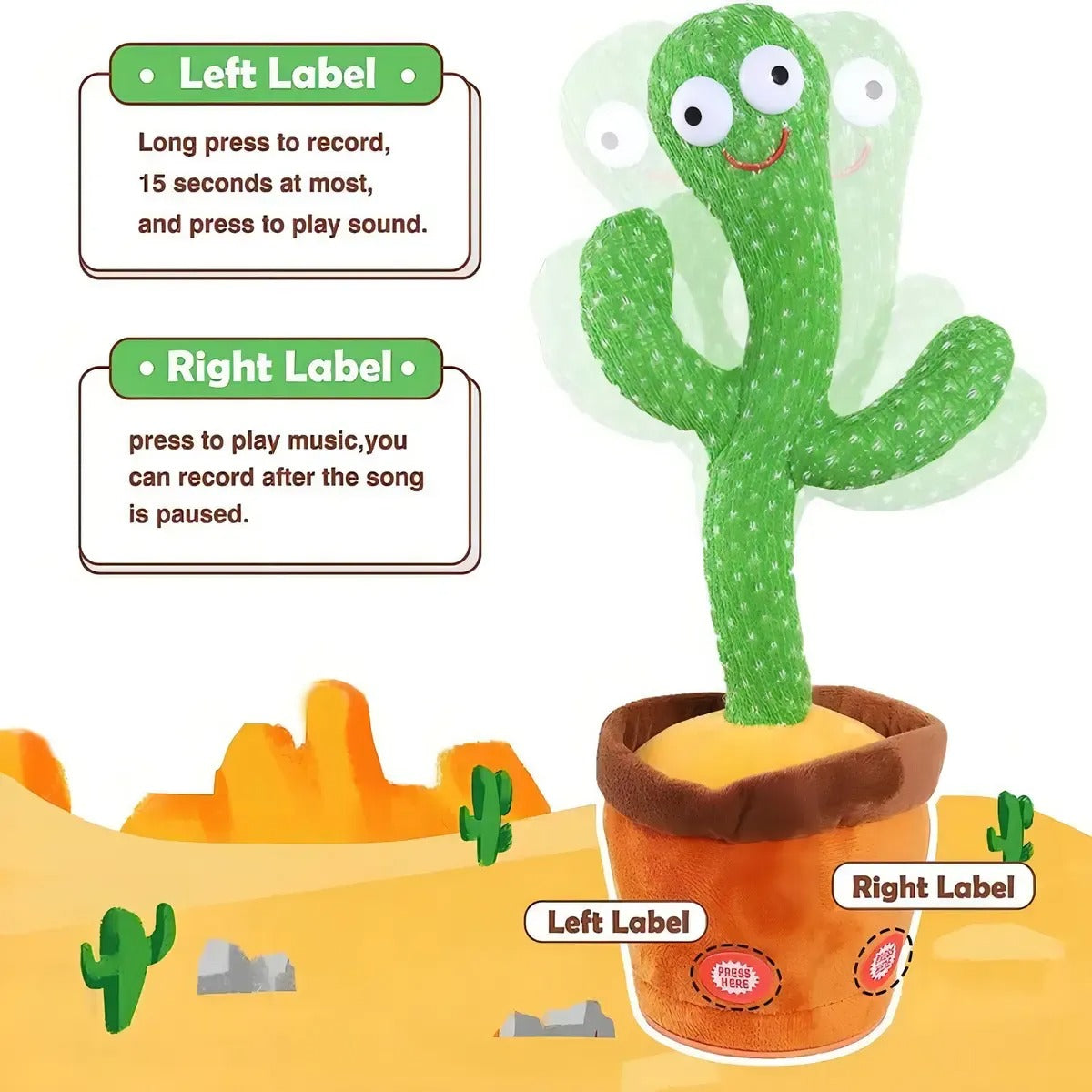 Cactus Bailarín Recargable Imita Voces