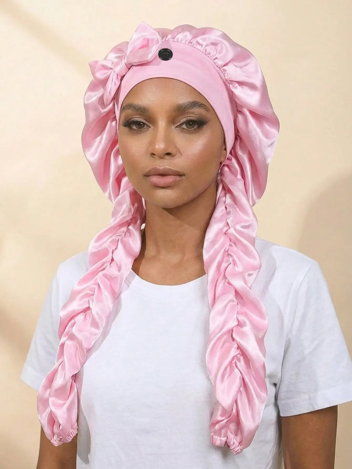 Gorro de Satín con Lazos Ajustables | Ideal para Cabello Largo, Rizado y Trenzas